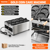 Machine à gaufres commerciale 8 trous pour gâteaux en forme de pièces de monnaie coréennes de 10 wons, antiadhésive en acier inoxydable