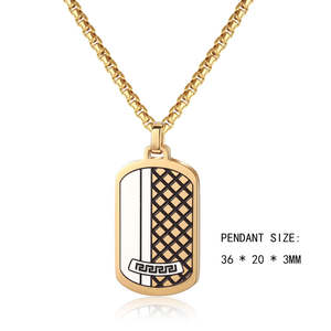 Collar con Colgante de Acero Inoxidable Impermeable y Antideslustre con Patrón de Rejilla Estilo Gran Muralla China Hip Hop 2026 para Hombre - Product Image 4