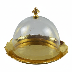 โดมโลหะและแก้วดีไซน์แบบทุบพร้อมลูกบิดโลหะชุบทองสำหรับตกแต่งเค้กปาร์ตี้วันเกิด - Product Image 1