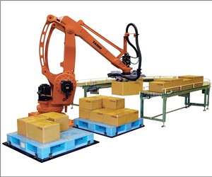 Robot pemberi makan lengan mekanik industri Palletizer karton jalur otomatis