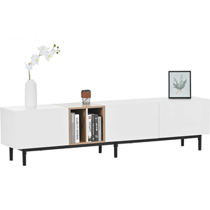 <span class=keywords><strong>Meuble</strong></span> <span class=keywords><strong>TV</strong></span> à panneaux avec pieds en métal robustes Support <span class=keywords><strong>TV</strong></span> multifonctionnel de grande capacité Casier de sol de salon en usine - Product Image 2