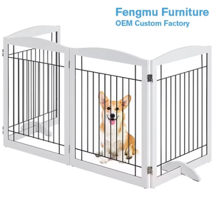 Panneaux de porte de <span class=keywords><strong>chien</strong></span> pliables temporaires mobiles portables barrières intérieures pour animaux de compagnie parc de jeu de clôture de <span class=keywords><strong>chien</strong></span> en bois métallique de sécurité extérieure enterrée - Product Image 3