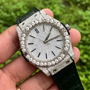 Nuevo Reloj Mecánico de Moda para Hombre, con Esfera de Cristal Analógica, Bisel Grande, Diamantes y Moissanita, en Acero Inoxidable Negro - Product Image 1