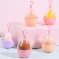 Professionnel coquille d'oeuf gourde beauté maquillage éponge double usage Portable crochet ensemble humide sec poudre bouffée goutte d'eau éponge biseautée