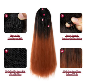 Cola de caballo sintética recta <span class=keywords><strong>larga</strong></span> Clip en extensiones de cabello Cordón Ombre Negro Marrón Extensión Cola de caballo Postizo para mujeres - Product Image 6