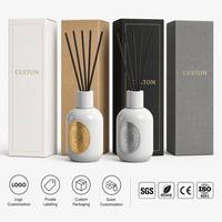 Diffuseur décoratif de parfum d'ambiance en métal de luxe, bouteille blanche mate, 180 ml, avec bâtonnets en rotin