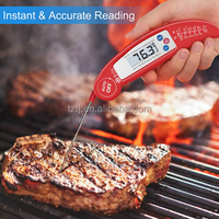 Termometer Daging Digital Plastik Murah, Lipat, Tahan Air, Mati Otomatis, Layar LCD untuk Dapur, BBQ, Bacaan Instan, Rumah Tangga