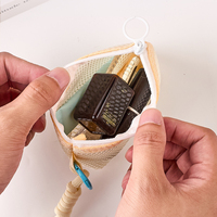 Pochette cosmétique miniature portable avec fermeture éclair, en maille transparente, pour rouge à lèvres, parfum, chargeur, écouteurs, avec poignée