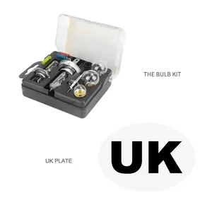 Europe Travel Kit. 6 Piece Set Includes Warning Triangle Reflective Vest UK Plate Bulb Kit And FIRST Aid Kit