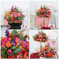 Boule de fleurs artificielles DIY en rose rouge naturelle et hortensia pour centre de table, décoration de fête, mariage, carnaval et décoration intérieure, vente en gros