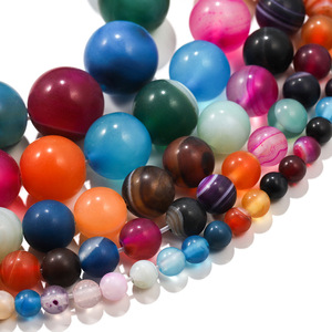 Cuentas sueltas de ágata natural de siete colores, cristal redondo para la fabricación de pulseras, accesorios para la fabricación de joyería DIY, origen Yiwu, primavera 2024 - Product Image 1