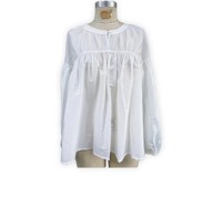 Blus Wanita Berkualitas Tinggi, Formal, Bahan Nylon Solid, Bernapas, Lengan Panjang Mengembang, Tali Serut, Punggung Terbuka, Kerah O, Ruffle