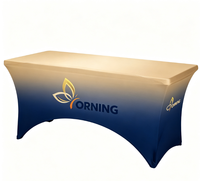 Sarung Meja Stretch Custom dengan Cetak Logo untuk Pameran Dagang