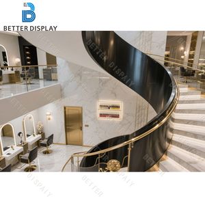 Berber dükkanı dekorasyon ahşap ekran standı perakende mağaza vitrini tasarım için Salon vitrin - Product Image 5