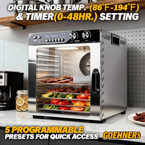 جهاز تجفيف الطعام المنزلي بـ 12 صينية، تحكم في درجة الحرارة من 86 إلى 194 فهرنهايت، 5 ذاكرات مخصصة، مؤقت 48 ساعة، مجفف لحوم من الفولاذ المقاوم للصدأ - Product Image 2