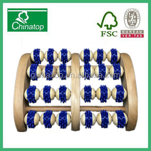 Hoge Kwaliteit Houten <span class=keywords><strong>Massage</strong></span> Roller Blauw Rubber <span class=keywords><strong>4</strong></span> Rijen Grote Roller Nieuwigheid Voet Massager <span class=keywords><strong>Mat</strong></span> - Product Image 6