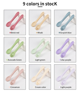 Non Toxic Infant Feeding Spoon Fork Kit <b>Microwave</b> Safe Heat Resistant Silicone Weaning Tableware Portable Travel Kids Flatware S - Product Image 6
