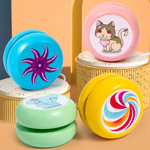 Jouet en bois pour enfants, yo-yo, balle, jeu de balle, yo-yo classique coloré en bois, dessin animé - Product Image 2