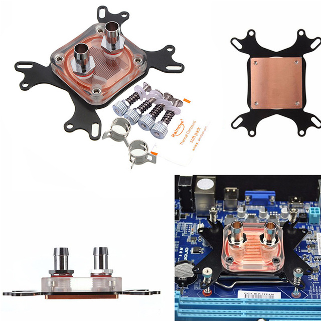 Cpu Water Block Copper Base And Pillars Am4 Int 2011 Compatible High Temperature Resistance Cooling Solution