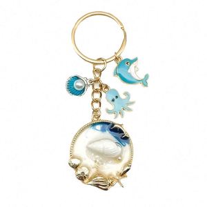 Customized Gifts Ocean Series Digital Voice Recording Keychain Creative Beach Design Starfish Oil Drop Alloy Silver Plating - Product Image 1