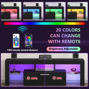 Mueble Moderno de Fábrica para TV de Madera Negra con Luces LED, Centro de Entretenimiento con Cajones de Alto Brillo y 20 Colores de Luces para Televisores de 50 a 54 Pulgadas - Product Image 5