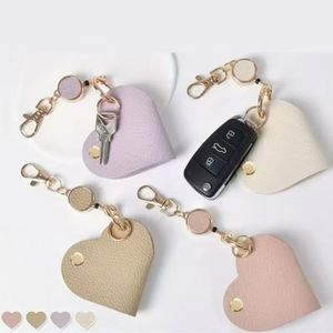Stretchable Reel <b>Key</b> Holder Heart Keyring Car <b>Key</b> Wrap Portable Leather Pendant Motorcycle <b>Key</b> Storage - Product Image 3