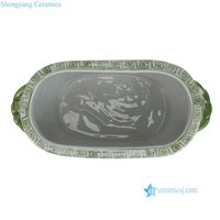 RZSC68-A-B-C-D-E Nouveau petit pot de fleurs de jardin en forme d'ellipse avec motif d'oiseaux et de fleurs peints à la main avec deux poignées