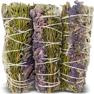 Kit de purification par la sauge pour éliminer les énergies négatives de la maison et créer l'énergie de la joie – Bâtonnets de sauge, romarin et lavande - Product Image 1