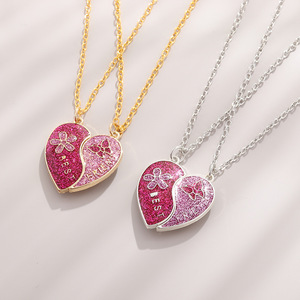 Nuevo Collar Magnético con Letras <span class=keywords><strong>para</strong></span> Mejores Amigas, Collar con Colgante en Forma de Corazón Rosa, Accesorios de Joyería <span class=keywords><strong>para</strong></span> Mujer - Product Image 2