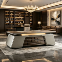 Bureau de direction en bois de style italien, luxe léger, design moderne et épuré, bureau de patron haut de gamme, bureau de direction pour le bureau