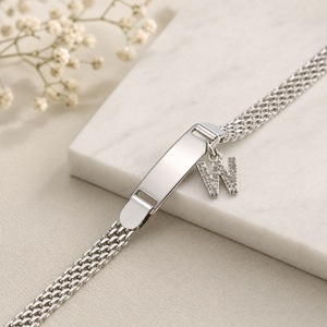 Engravable Stainless Steel Curved Bar CZ Bracelet, Personalized Kids <b>Birthday</b> Gift, Parent-Child Matching Family Bracelets - Product Image 6