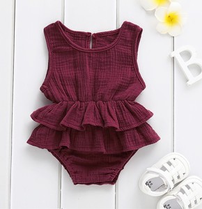 Petti - Pelele de Algodón Orgánico 100% Muselina con Volantes para Bebé Recién Nacida, Venta al por Mayor, Body sin Mangas de Verano para Bebés, Ropa de Bebé - Product Image 4