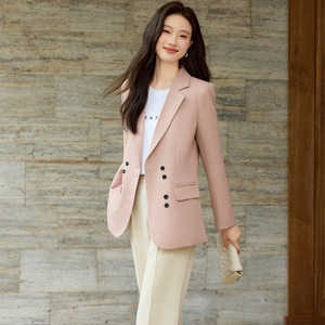 Women's Blazer Single Gray Solid Color Worsted Anti-Wrinkle Casual Elegant Style - Product Image 2