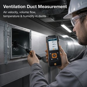 Medidor de Velocidad del Aire Testo 440 con Sonda de Vaneo, Sonda de Hilo Caliente, y Set de Medición de Temperatura y Humedad - Product Image 1