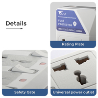 Multiprise universelle AOTA certifiée CE 13A 250V avec 5 prises USB-C et câble de 3m pour le Moyen-Orient, l'Asie du Sud-Est, la maison et le bureau