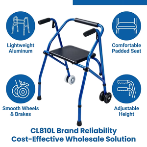 CL810L Brand Simple Two-Wheel Aluminum <strong>Rollator</strong> <strong>Walker</strong> with 100kg Capacity Disc Brake for Rehabilitation Therapy Supplies - Product Image 2