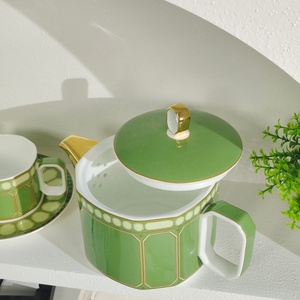 European Luxury Style 5-Piece <b>Tea</b> <b>Set</b> Best Selling Ceramic Coffee Tool with Porcelain Saucer and Bamboo Whisk for Home Use - Product Image 6