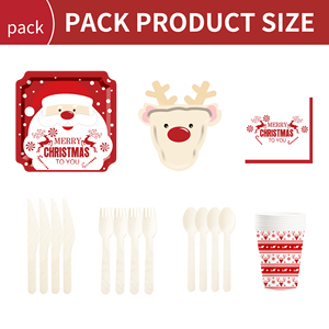 DAMAI Customized Disposable Paper <b>Plates</b> with Santa and Christmas Tree Pattern Christmas Theme Tableware <b>Set</b> Decorations - Product Image 6