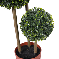 Arbre Topiaire Artificiel H90cm à 3 Boules en PE Écologique, Plante Artificielle Détachable, Design Classique Ignifuge Anti-UV Personnalisé pour Hôtel