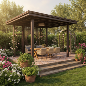 Gazebo Tradicional Chino <span class=keywords><strong>de</strong></span> Aluminio <span class=keywords><strong>con</strong></span> Techo <span class=keywords><strong>de</strong></span> Vidrio Templado, Eléctrico e Inteligente, para Patio, Terraza o Villa - Product Image 6
