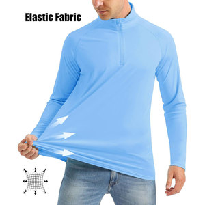 Özelleştirme abd boyutu erkek uzun kollu güneş gömlek UPF 50 + Tees 1/4 <span class=keywords><strong>Zip</strong></span> up balıkçılık koşu döküntü Guard t-shirt açık gömlek - Product Image 3