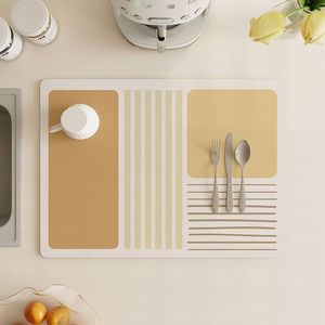 Tapis d'évier de cuisine en terre de diatomée, frais et élégant, séchage rapide, antidérapant, pour vaisselle, bols et baguettes - Product Image 3