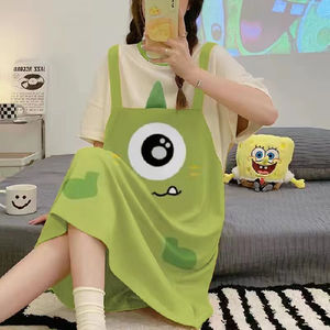 Conjunto corto de ropa de dormir para niñas, camisón barato para mujer, bonito nuevo diseño, <span class=keywords><strong>disfraz</strong></span> con estampado de <span class=keywords><strong>gato</strong></span>, <span class=keywords><strong>pijama</strong></span> para mujer - Product Image 1