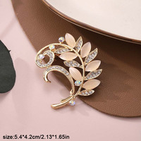 Broche Fleur Tendance Faite Main Polyvalente en Alliage Électroplaqué avec Incrustation de Pierre Œil de Chat et Zircon, Style Mariage, Fraîche, Douce et Naturelle
