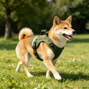 Harnais tactique pour chien, harnais en nylon robuste, harnais réfléchissant réglable anti-traction avec poignée pour la promenade et l'entraînement - Product Image 6