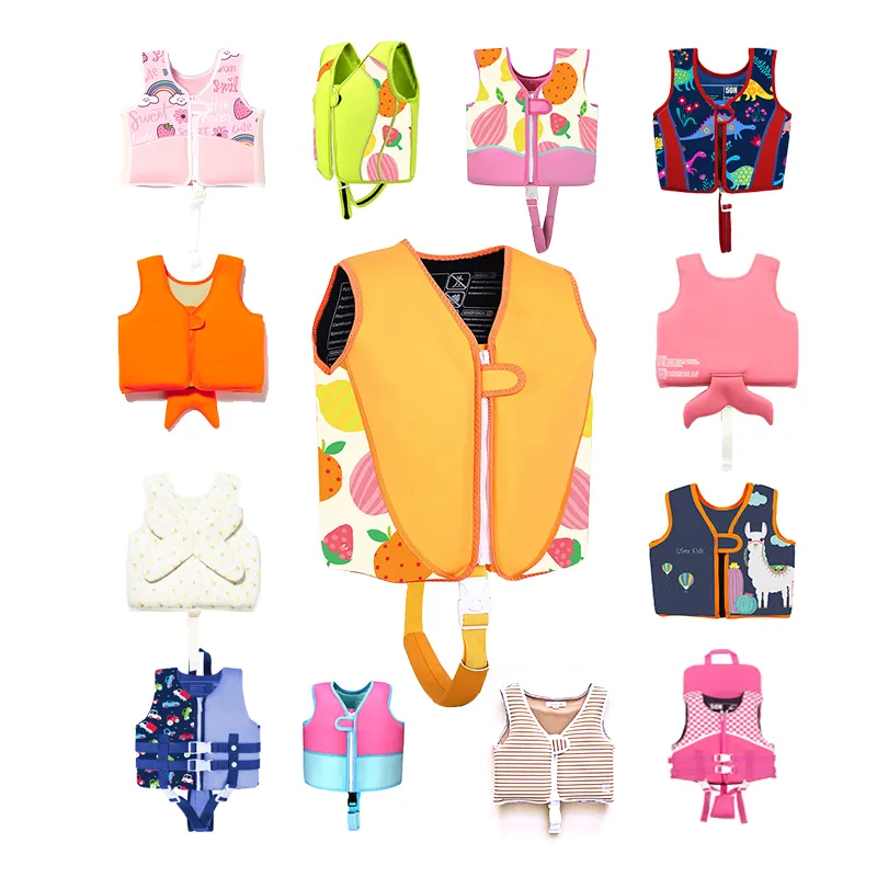China Factory Price CE Sublimation Printing Neoprene Kid Children Swim Vest Custom Large Buoyancy Swimming Baby Life Jacket Vest