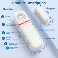 Alarme de porte sans fil Daytech, détecteur de porte ABS, fonctionne sur piles, voyant LED, alerte sonore, sonnette de porte portable économique pour magasin