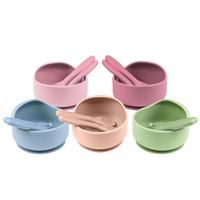 Ensemble de vaisselle pour enfants en silicone de qualité alimentaire sans BPA, avec bol à ventouse et cuillère, petite taille, résistant au lave-vaisselle