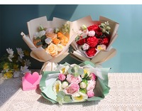 Bouquet de fleurs de savon avec ruban et boîte à fenêtre, roses artificielles parfumées pour la décoration d'événements de mariage, fournisseur en gros