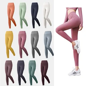 Großhandel Damen nahtlose Abnahme von Gewicht Lulu Ausrichtung Yoga-Leggings Fitnessstrumpfhosen Fitness hohe Taille Training Sporthosen mit individuellem Logo